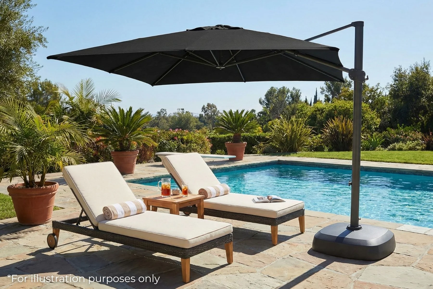 Shelta Ravello 300cm Square Olefin Cantilever Umbrella - Image 3