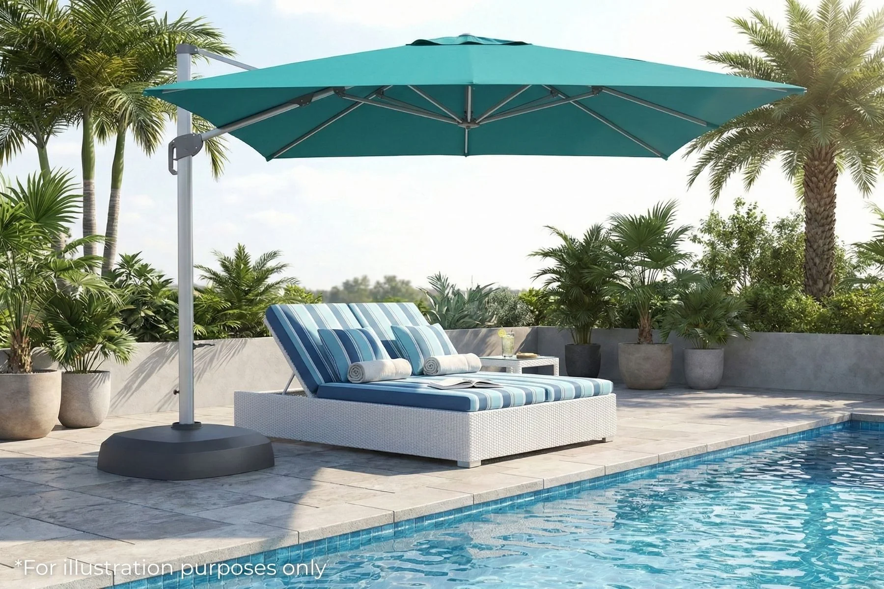 Shelta Ravello 300cm Square Olefin Cantilever Umbrella - Image 4