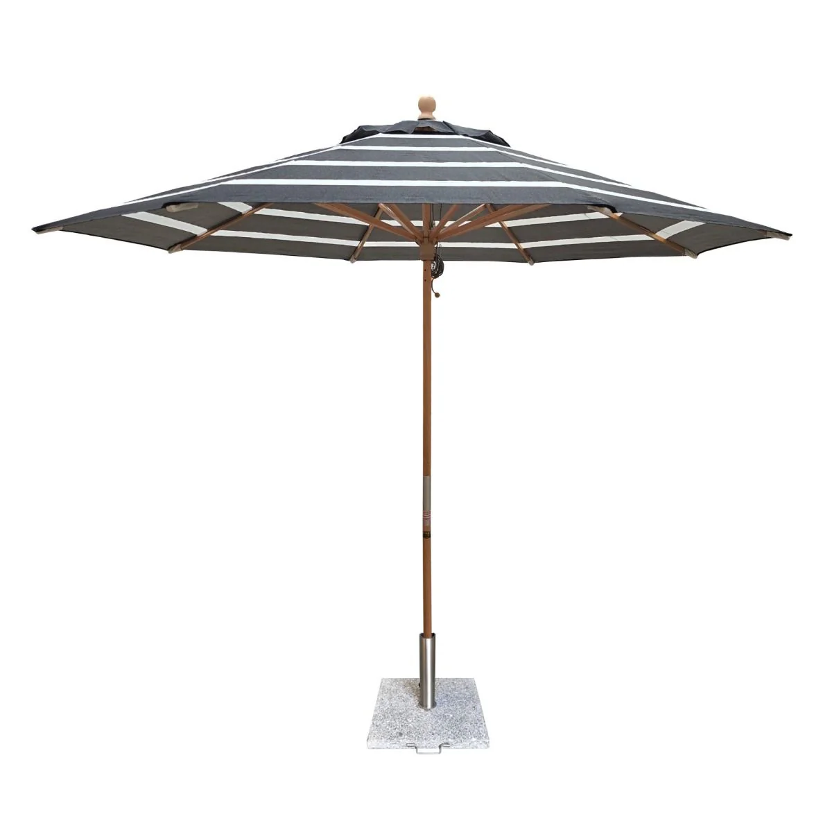 Shelta Veneto 270cm Octagonal Centrepost Umbrella - Black / White Stripe Canopy with Hardwood Frame