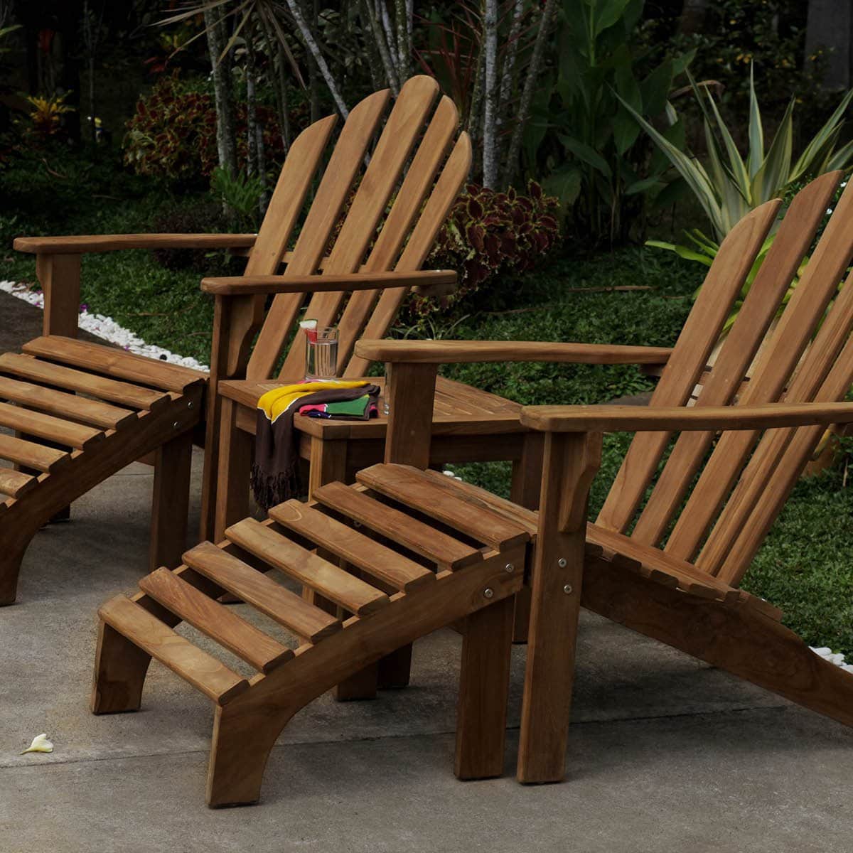 East India Teak Adirondack with Stool - Image 4