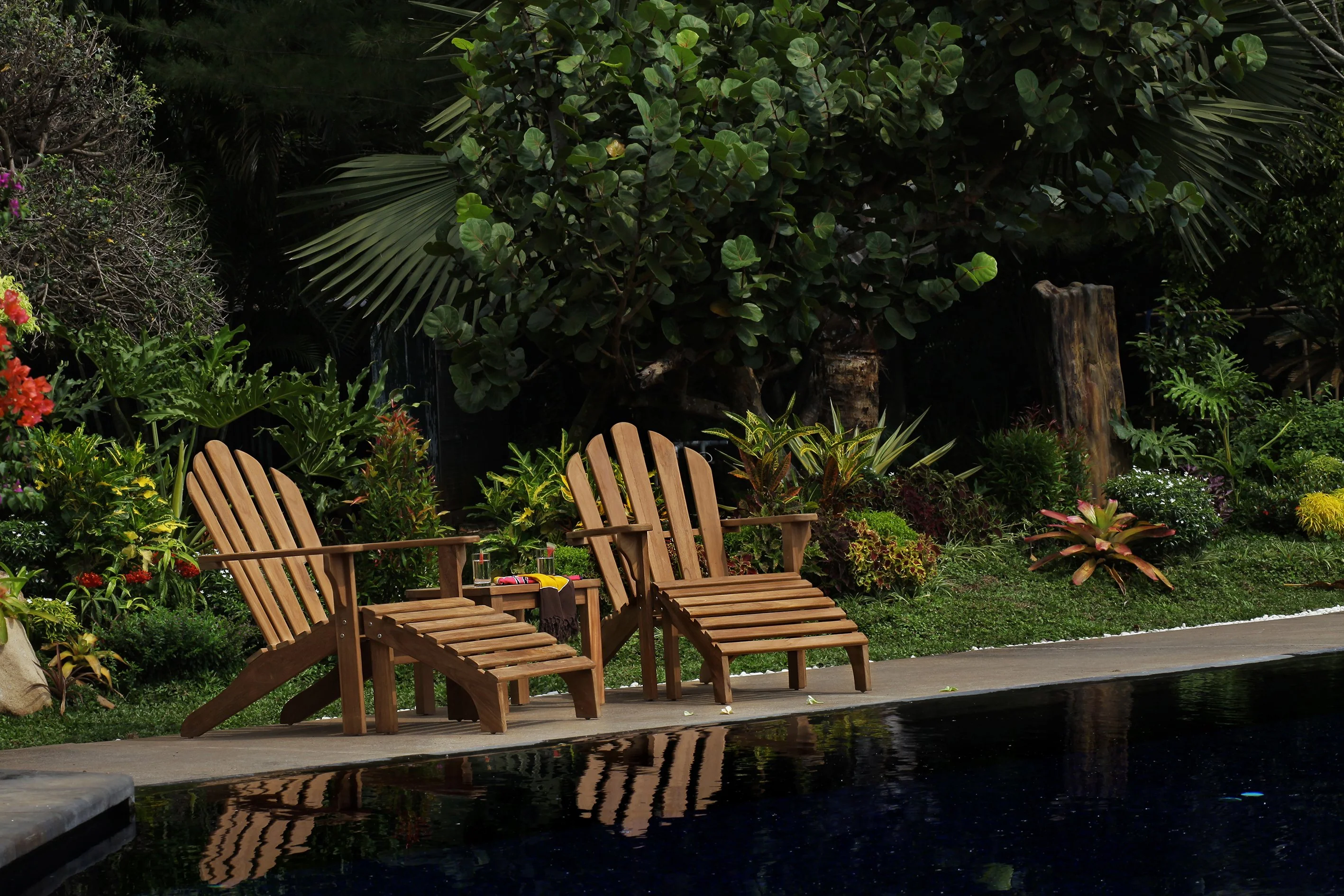 East India Teak Adirondack with Stool - Image 5