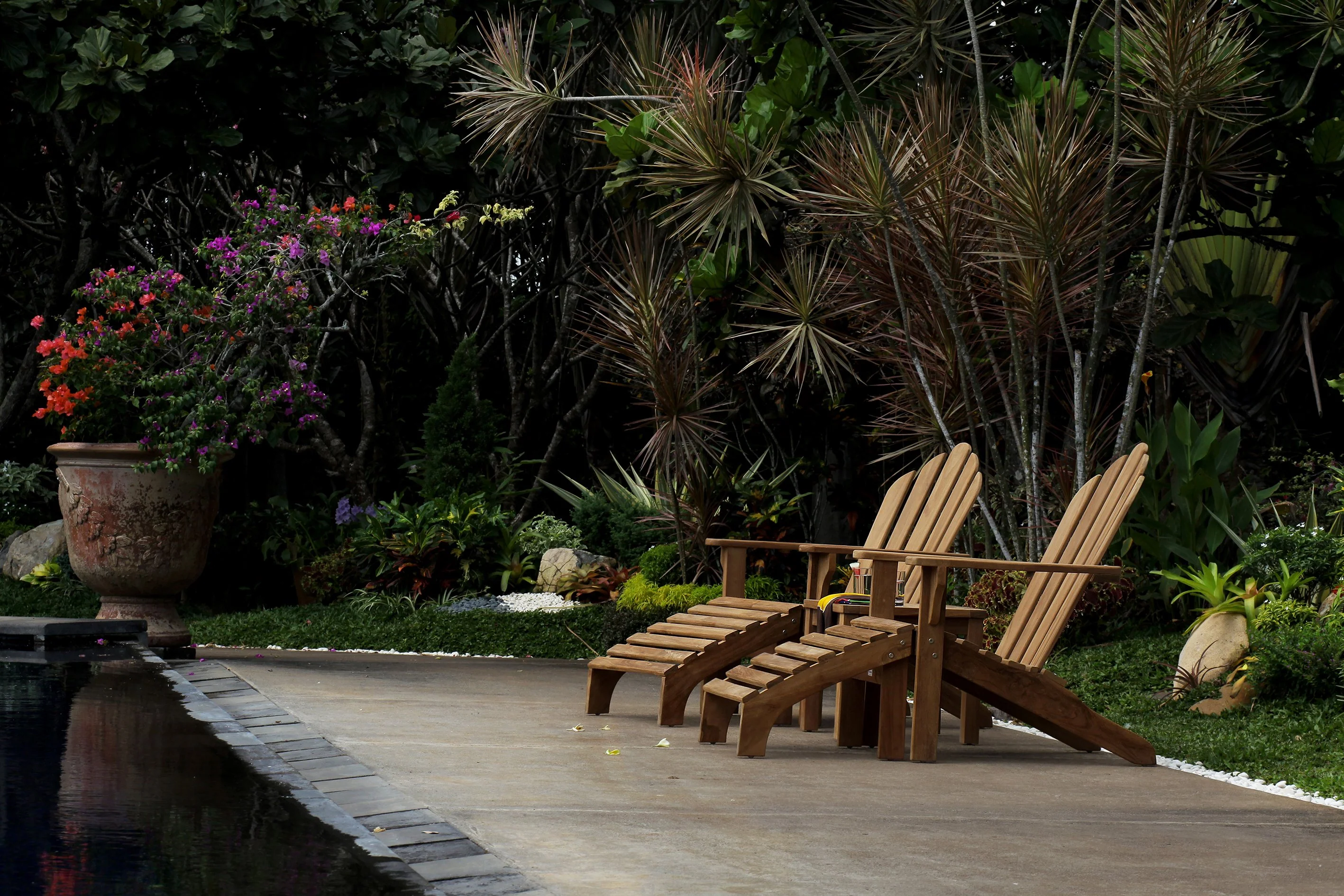 East India Teak Adirondack with Stool - Image 6