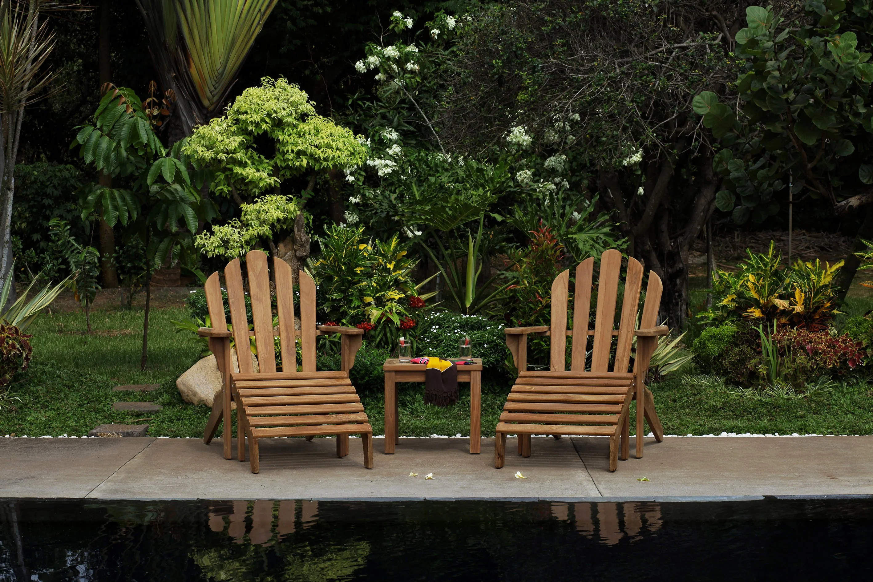East India Teak Adirondack with Stool - Image 7