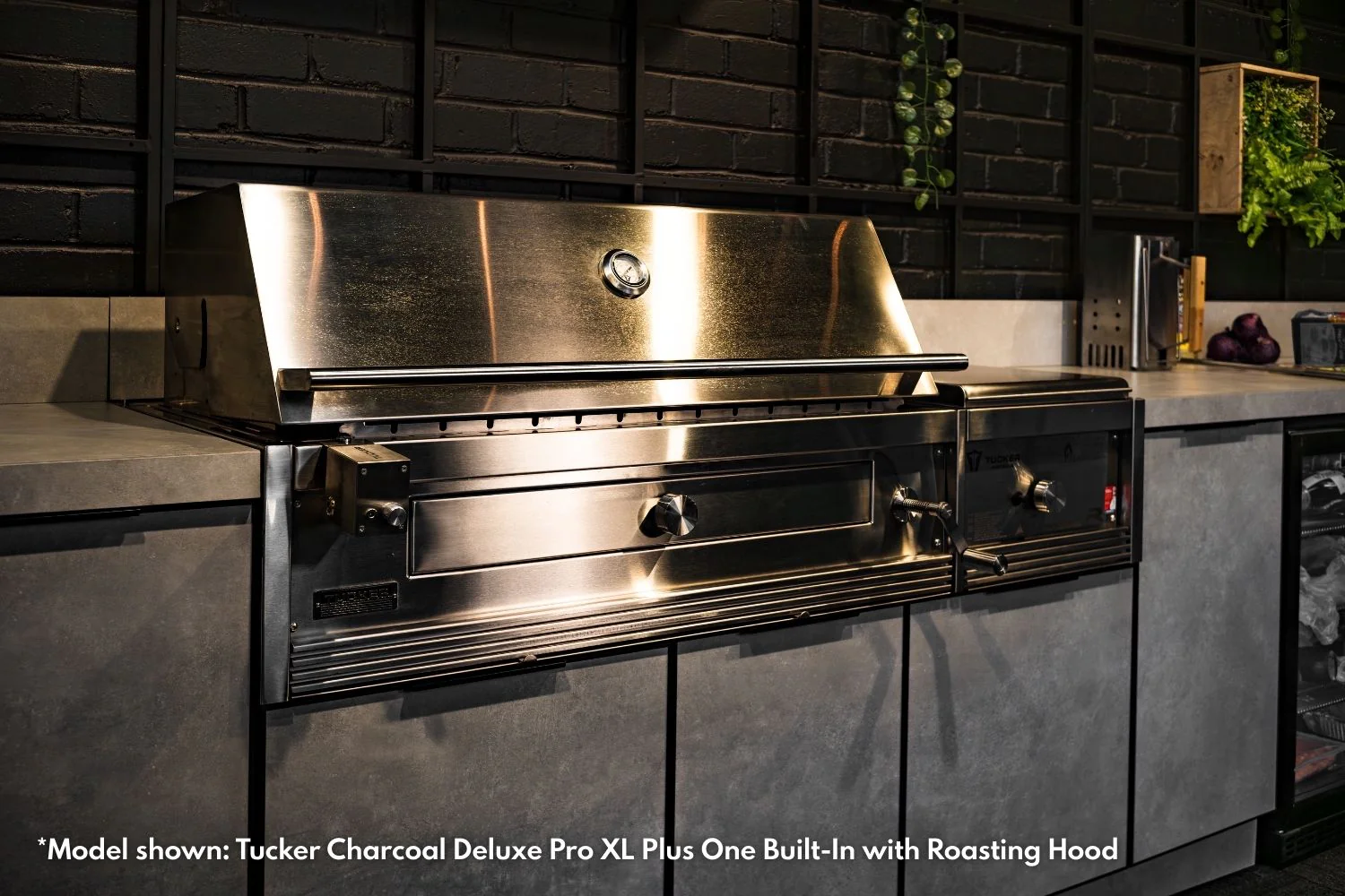 Tucker Charcoal Deluxe Pro BBQ on Cabinet with Roasting Hood - Image 13