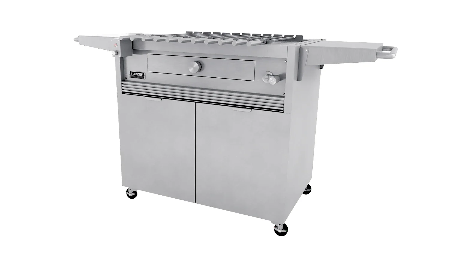 Tucker Charcoal Deluxe Pro BBQ on Cabinet with Roasting Hood - Image 36