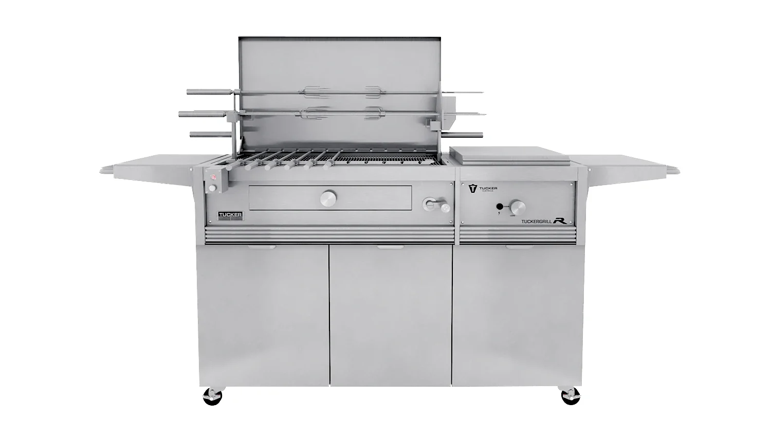 Tucker Charcoal Deluxe Pro BBQ Plus Wok Burner on Cabinet with Hinged Flat Lid - Image 37
