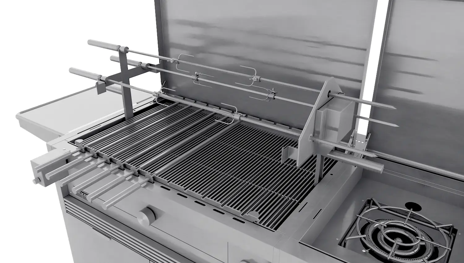 Tucker Charcoal Deluxe Pro BBQ Plus Wok Burner on Cabinet with Hinged Flat Lid - Image 39