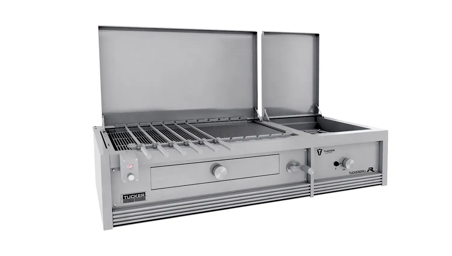 Tucker Charcoal Deluxe Pro Built-In BBQ Plus Wok Burner with Hinged Flat Lid - Image 3