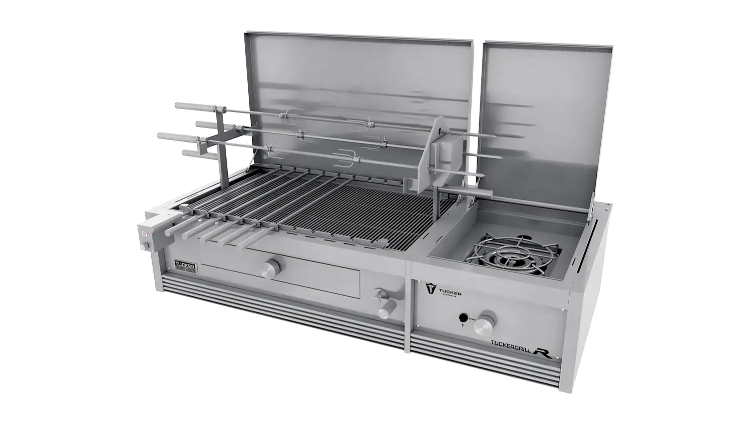 Tucker Charcoal Deluxe Pro Built-In BBQ Plus Wok Burner with Hinged Flat Lid - Image 40