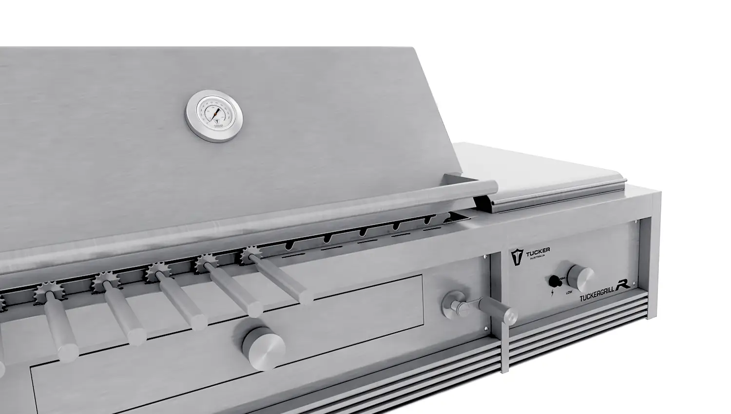 Tucker Charcoal Deluxe Pro Built-In BBQ Plus Wok Burner with Roasting Hood and Wok Hinged Lid - Image 3