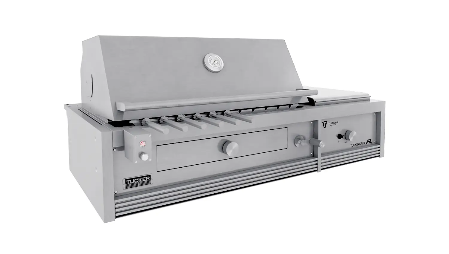 Tucker Charcoal Deluxe Pro Built-In BBQ Plus Wok Burner with Roasting Hood and Wok Hinged Lid - Image 4