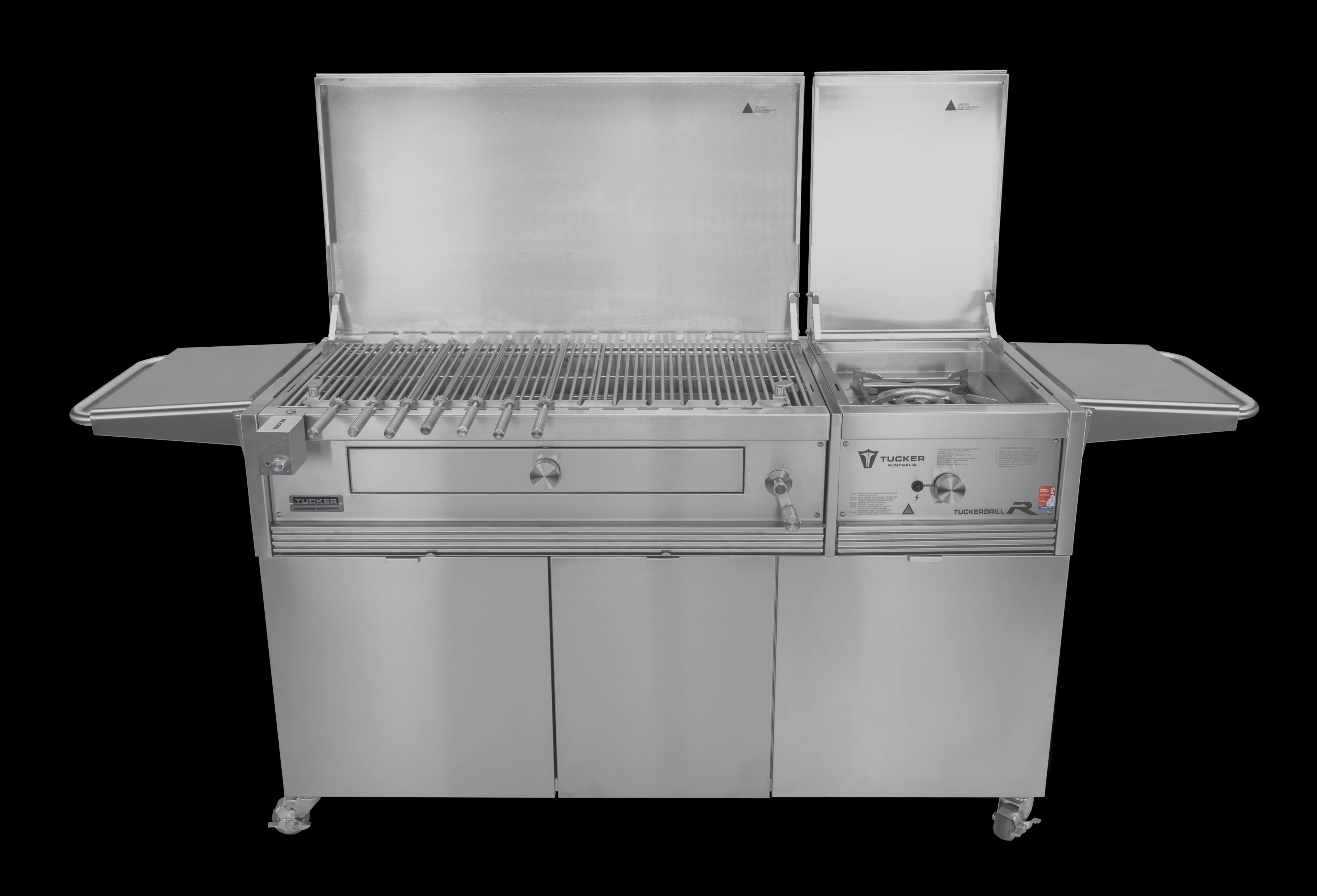 Tucker Charcoal Deluxe Pro XL BBQ on Cabinet Plus Wok Burner with Hinged Lid - Image 38