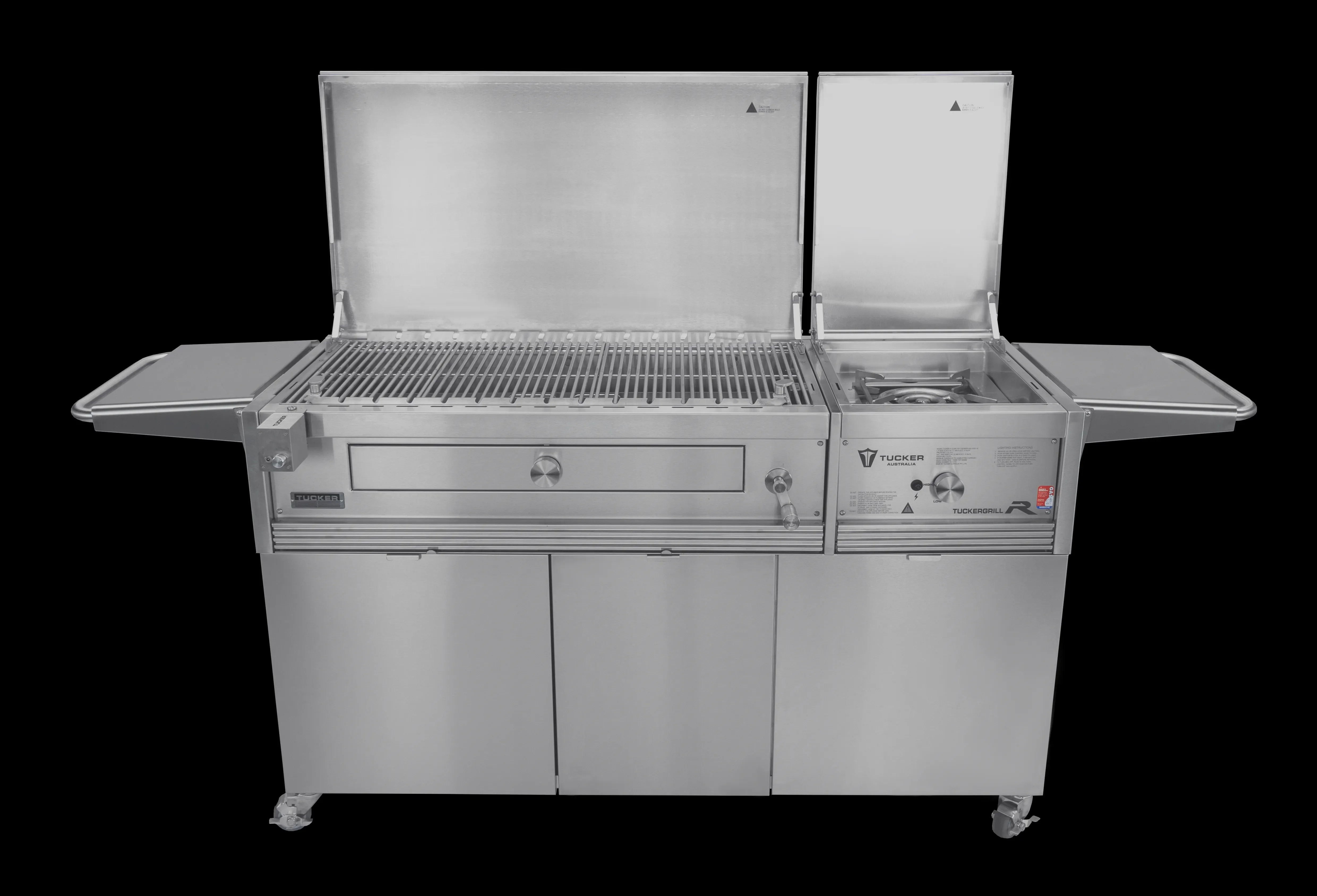 Tucker Charcoal Deluxe Pro XL BBQ on Cabinet Plus Wok Burner with Hinged Lid - Image 4