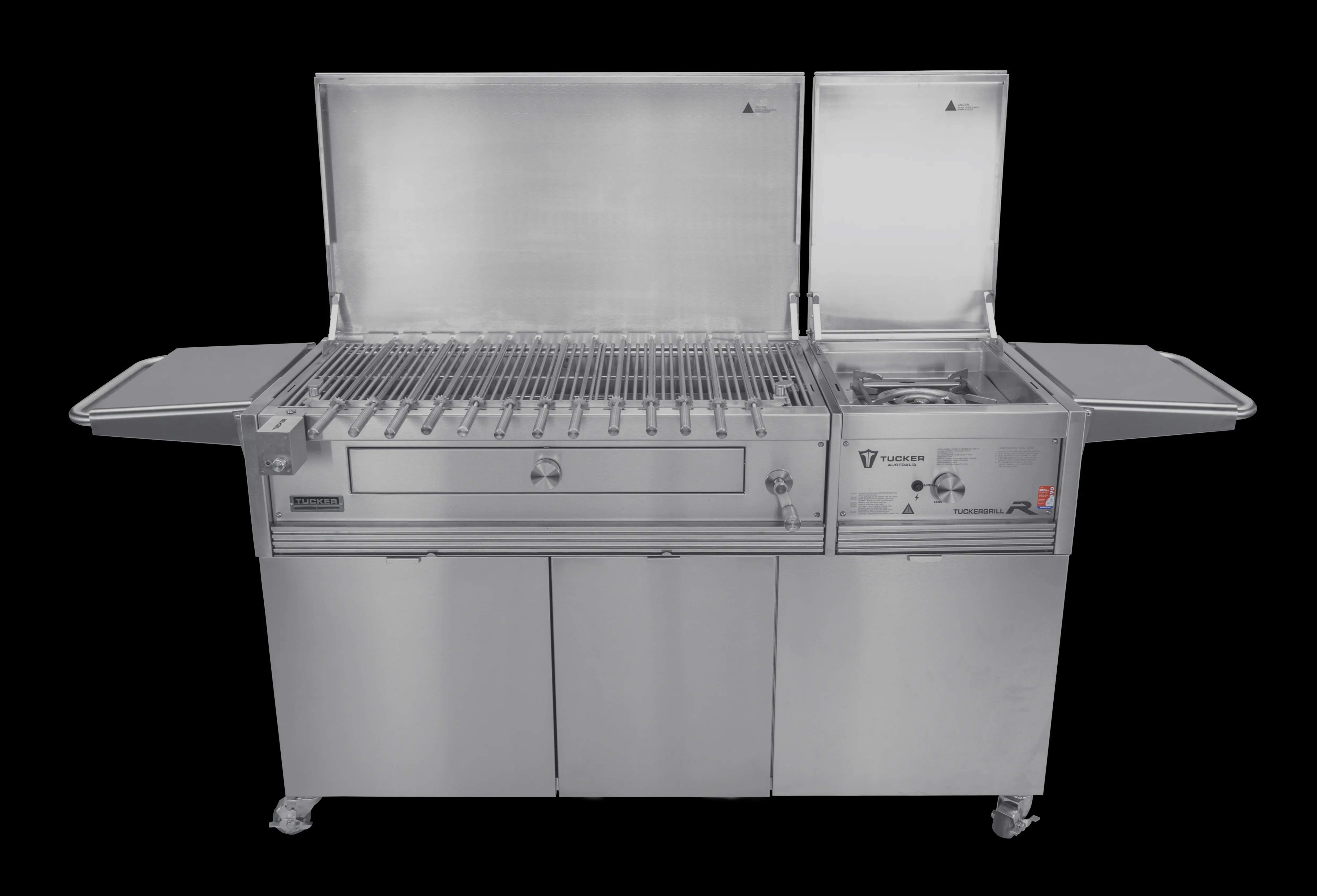 Tucker Charcoal Deluxe Pro XL BBQ on Cabinet Plus Wok Burner with Hinged Lid - Image 40
