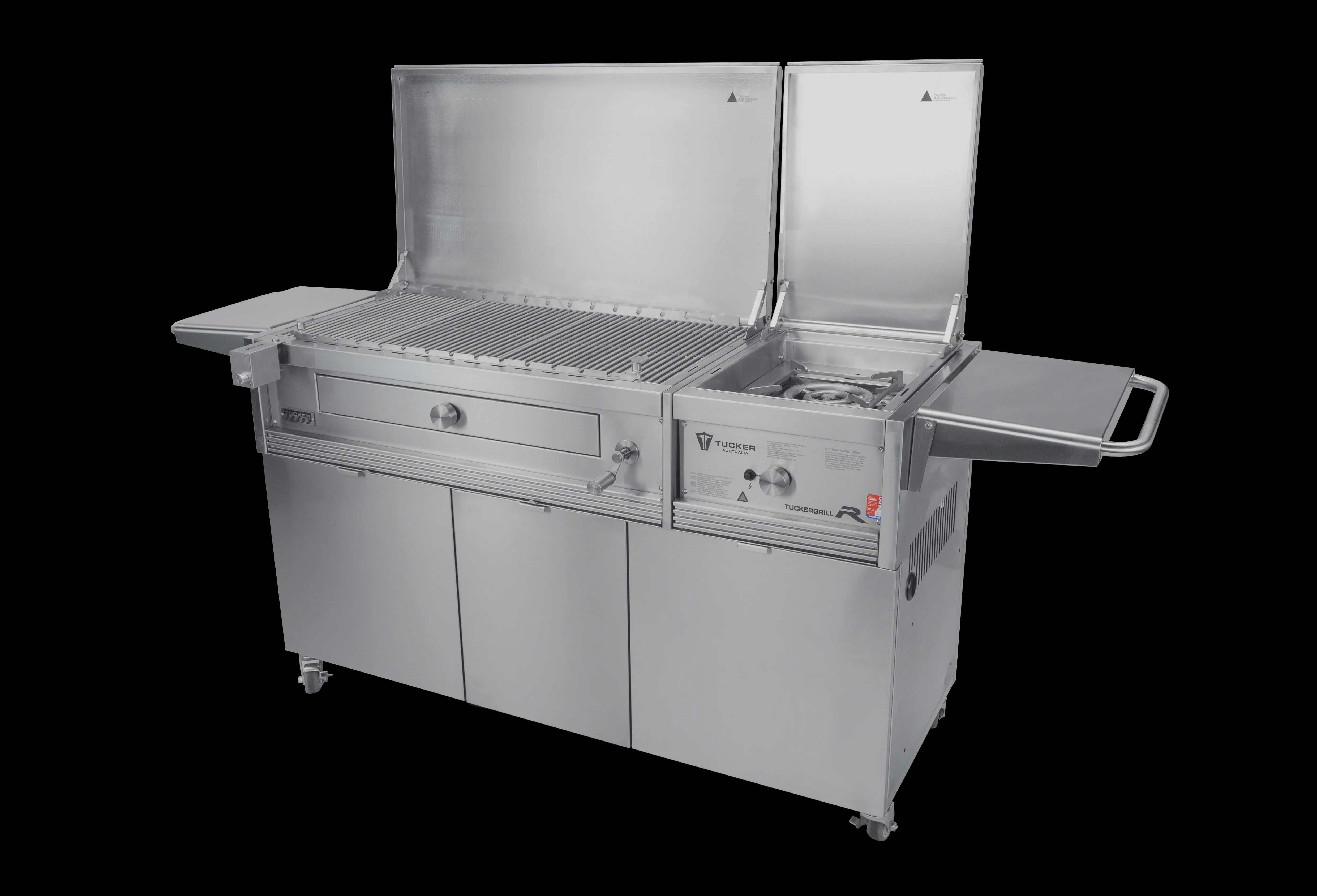 Tucker Charcoal Deluxe Pro XL BBQ on Cabinet Plus Wok Burner with Hinged Lid - Image 43