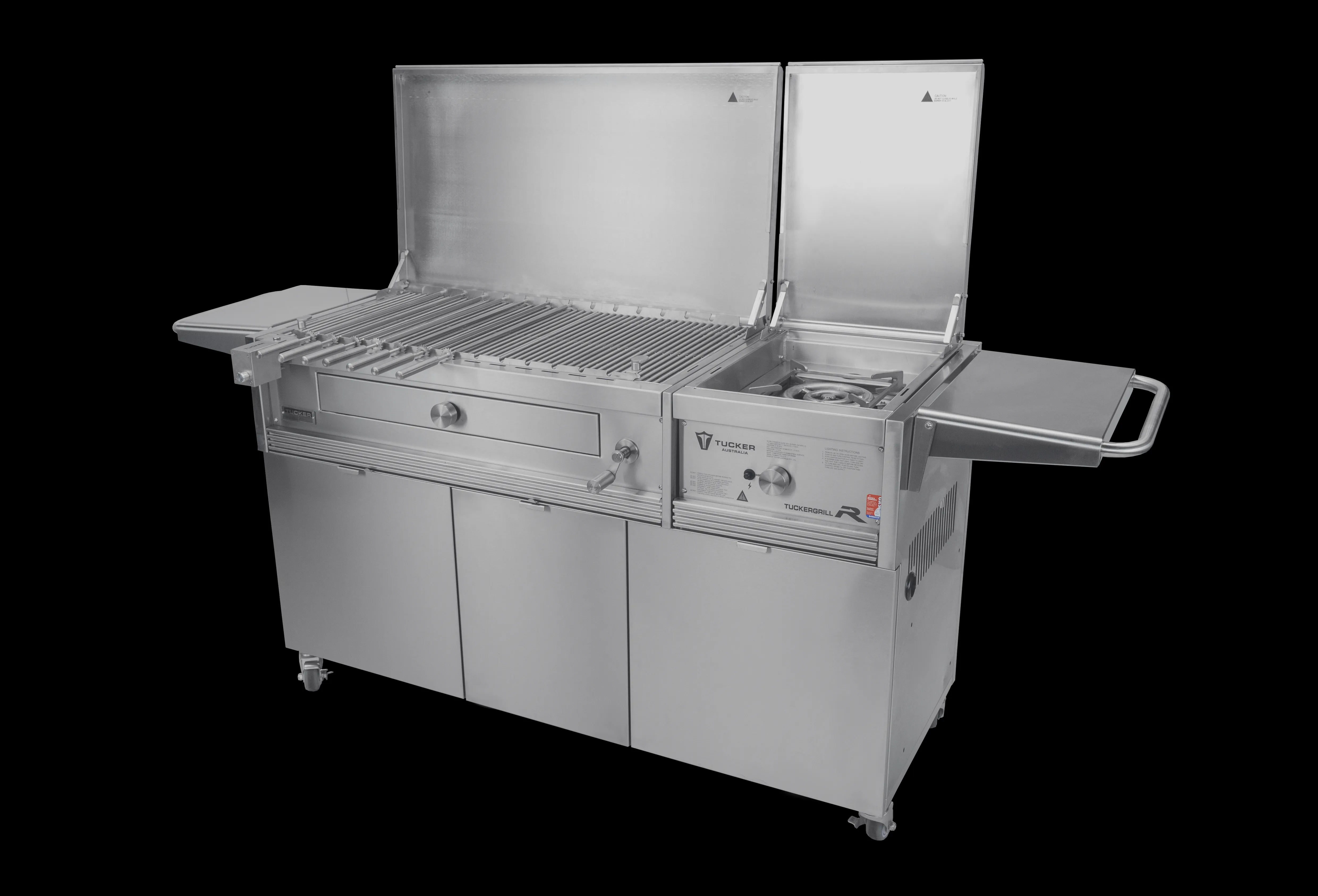 Tucker Charcoal Deluxe Pro XL BBQ on Cabinet Plus Wok Burner with Hinged Lid - Image 44