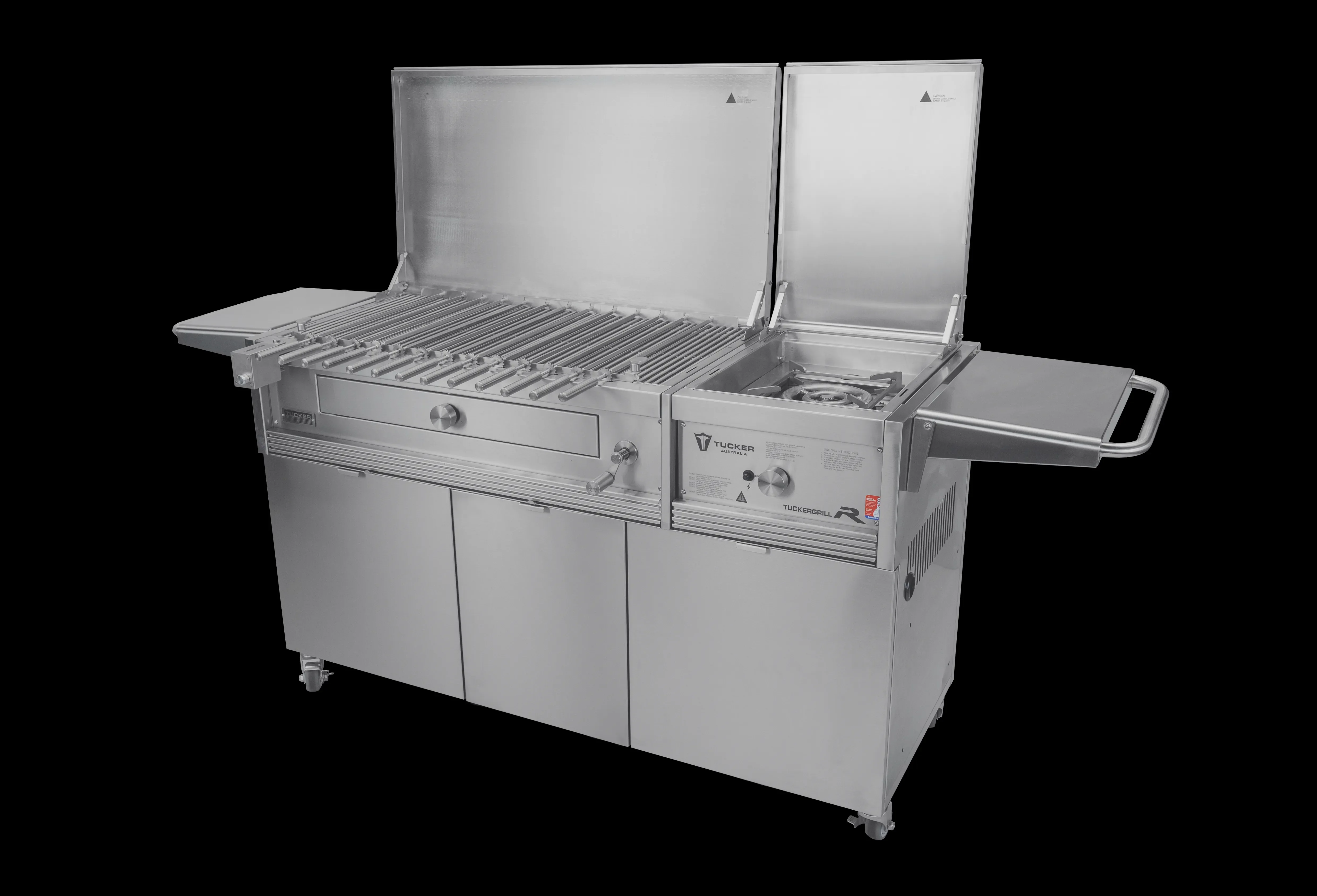 Tucker Charcoal Deluxe Pro XL BBQ on Cabinet Plus Wok Burner with Hinged Lid - Image 45