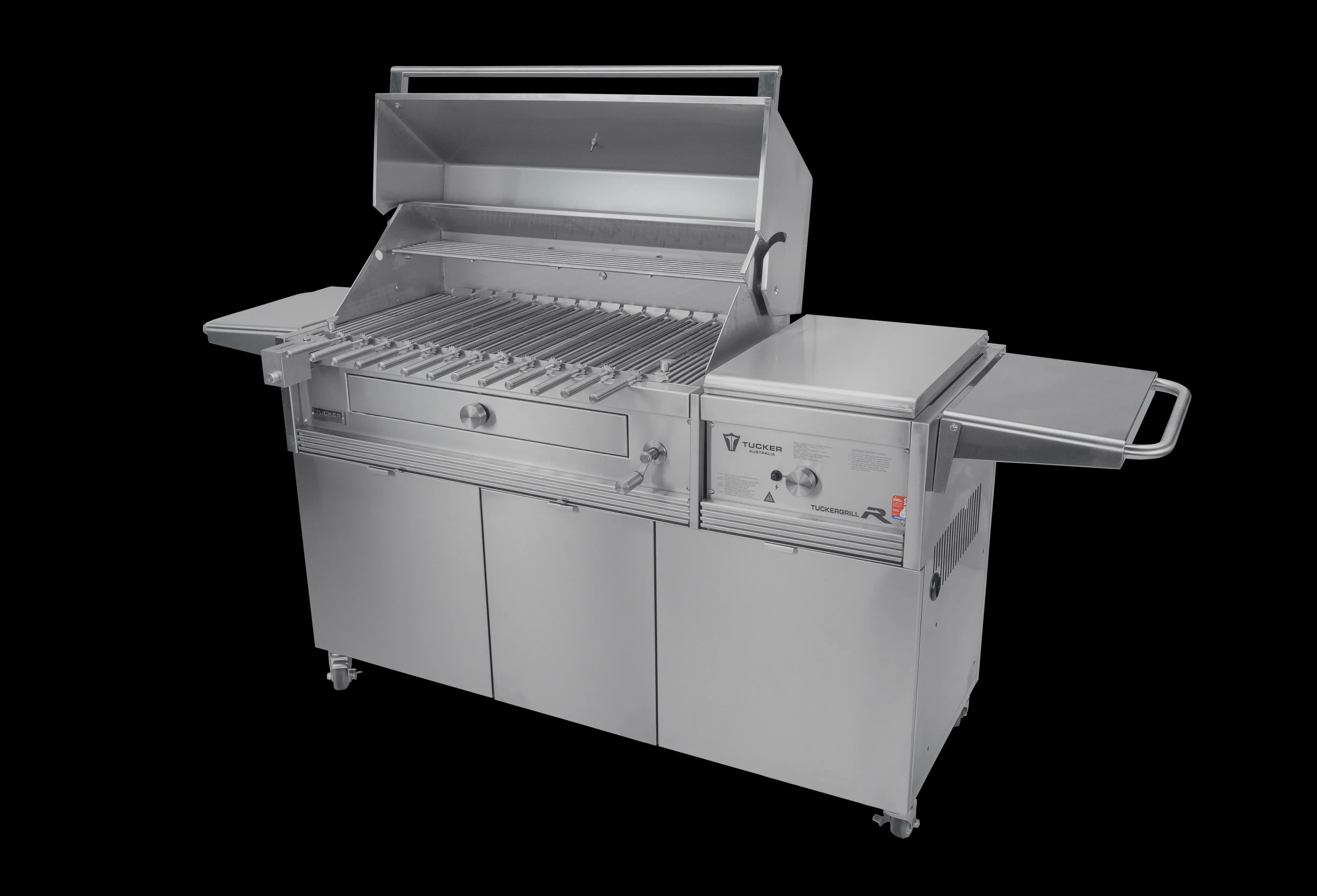 Tucker Charcoal Deluxe Pro XL BBQ on Cabinet Plus Wok Burner with Roasting Hood and Wok Hinged Lid - Image 37