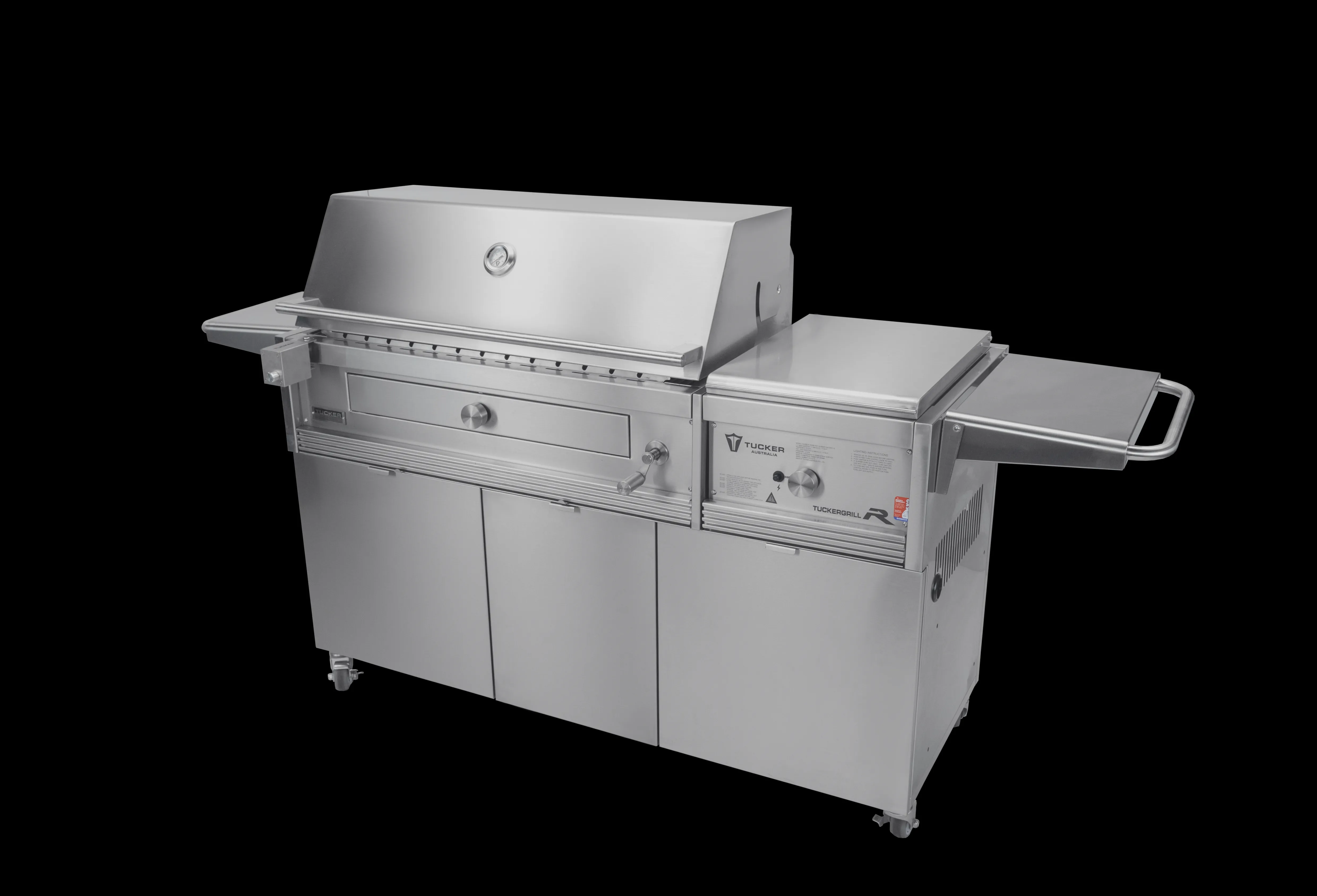Tucker Charcoal Deluxe Pro XL BBQ on Cabinet Plus Wok Burner with Roasting Hood and Wok Hinged Lid - Image 38
