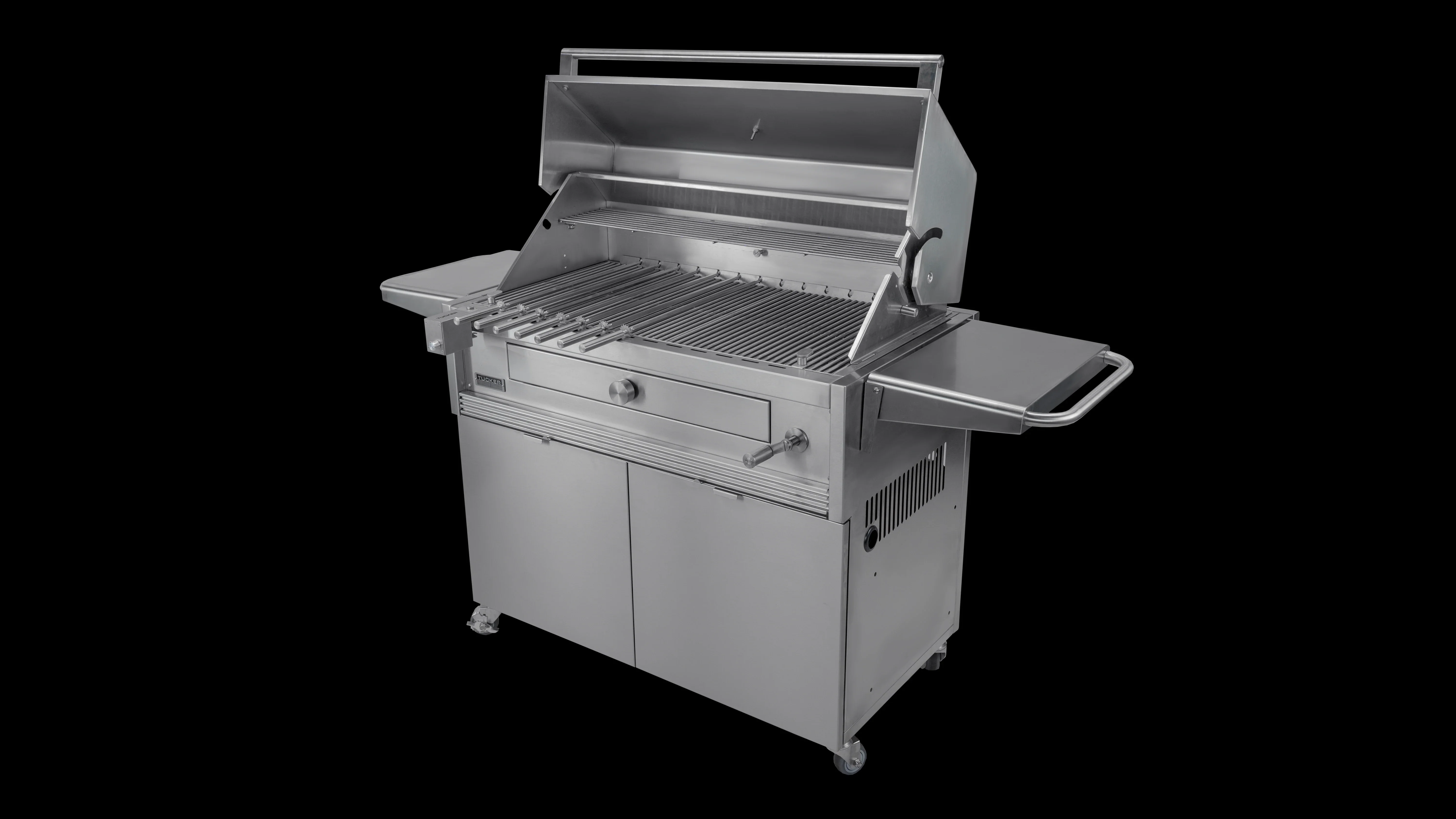 Tucker Charcoal Deluxe Pro XL BBQ on Cabinet with Roasting Hood - Image 36