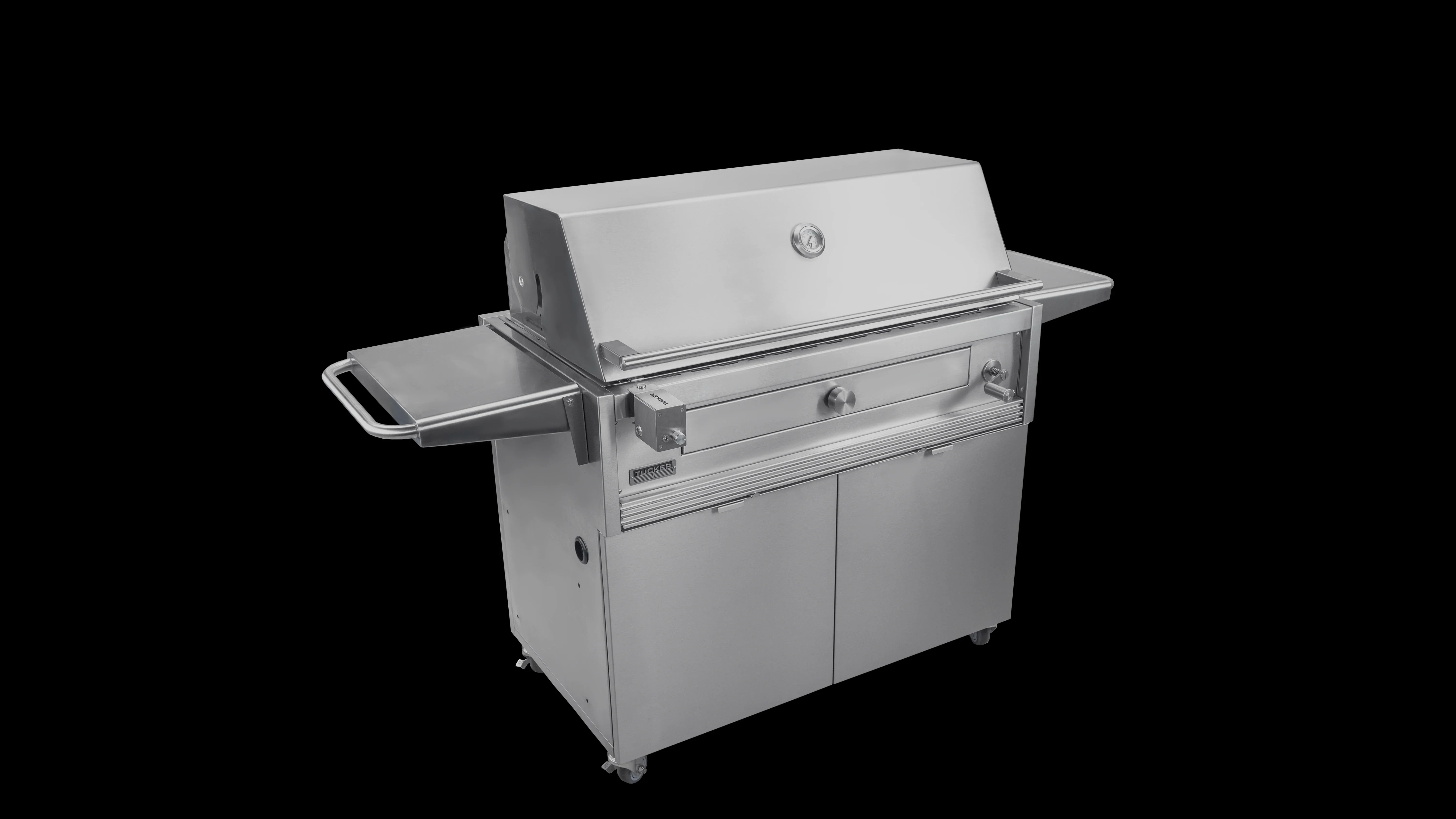 Tucker Charcoal Deluxe Pro XL BBQ on Cabinet with Roasting Hood - Image 37