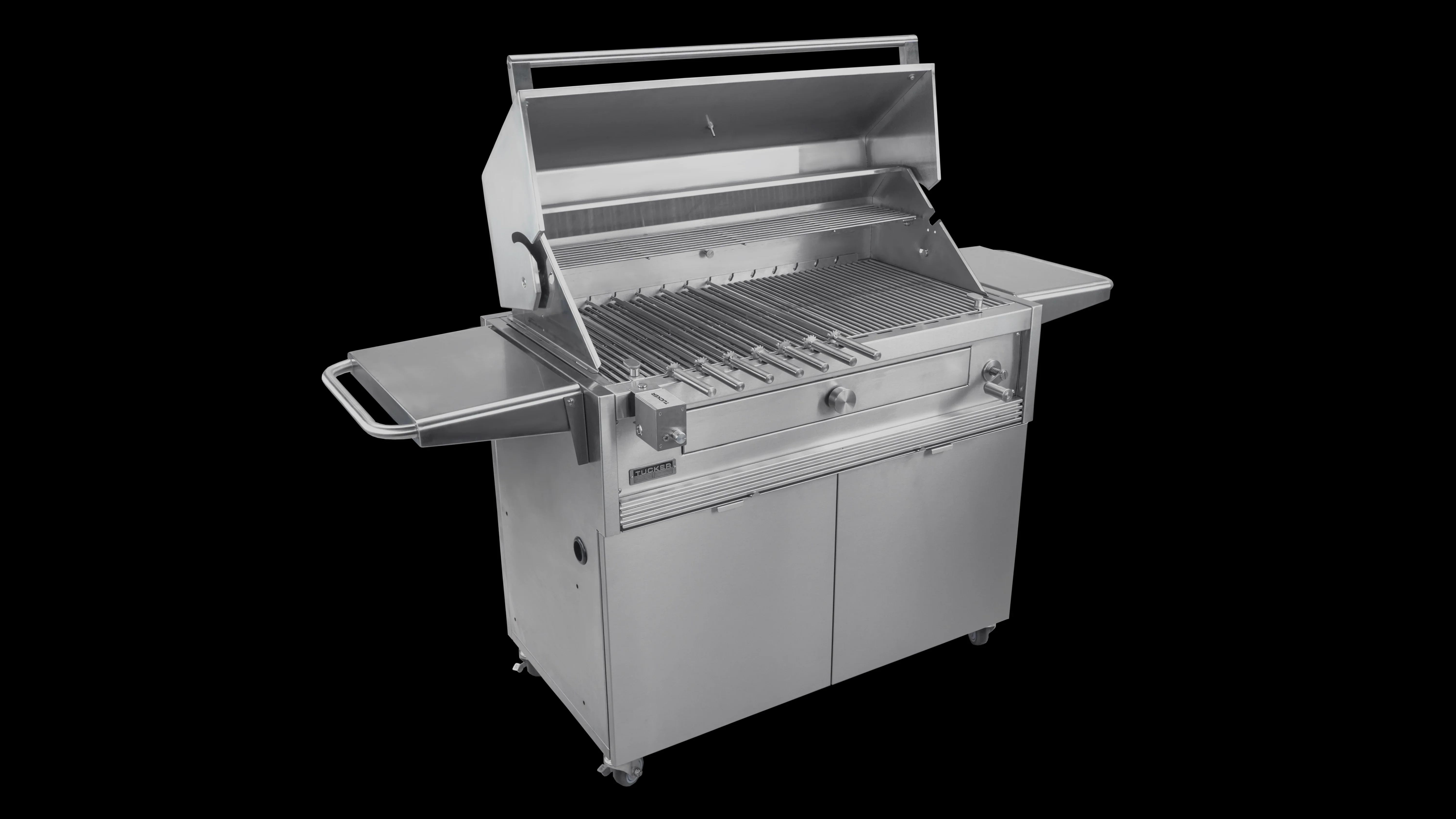 Tucker Charcoal Deluxe Pro XL BBQ on Cabinet with Roasting Hood - Image 39