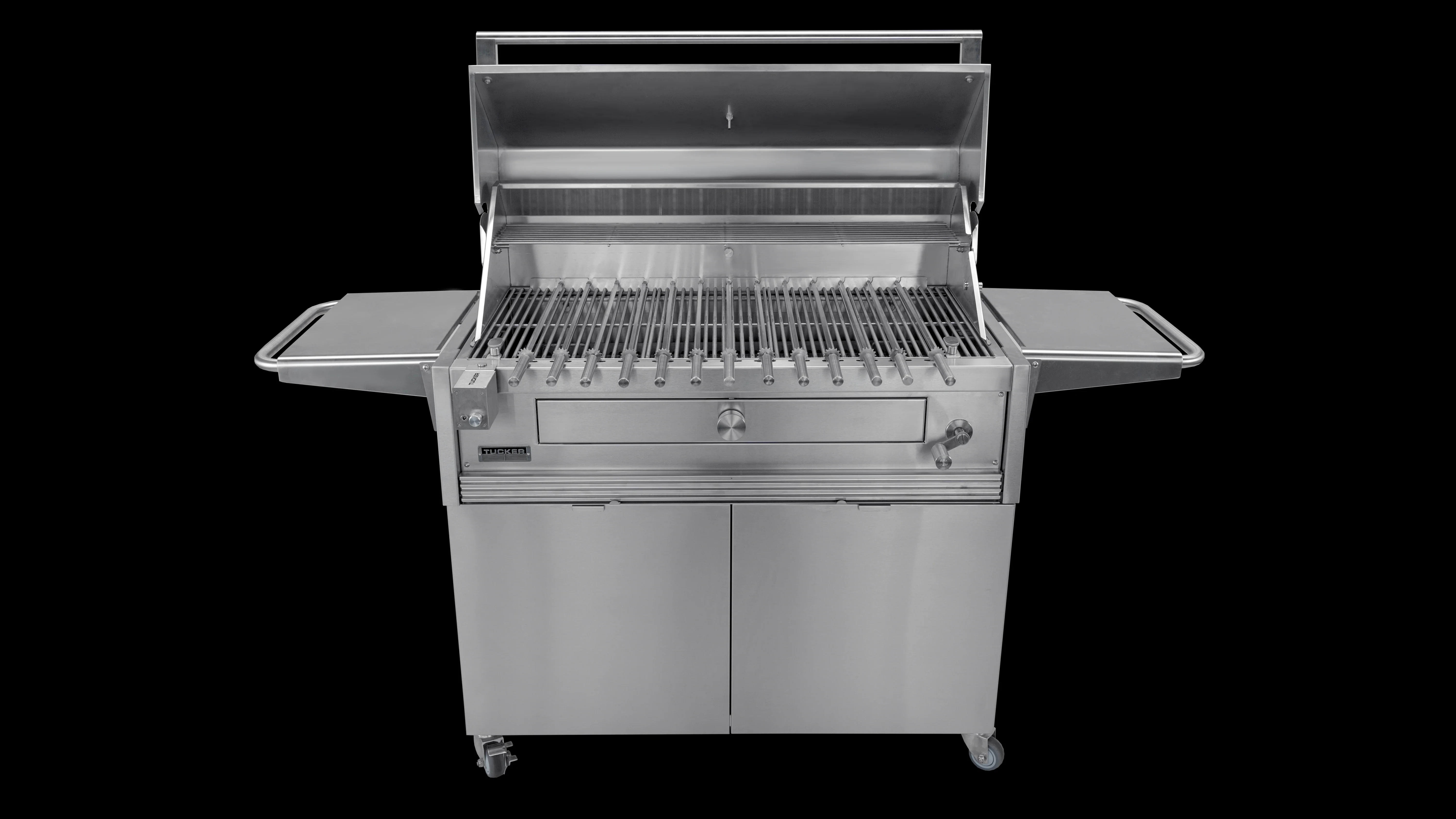 Tucker Charcoal Deluxe Pro XL BBQ on Cabinet with Roasting Hood - Image 4