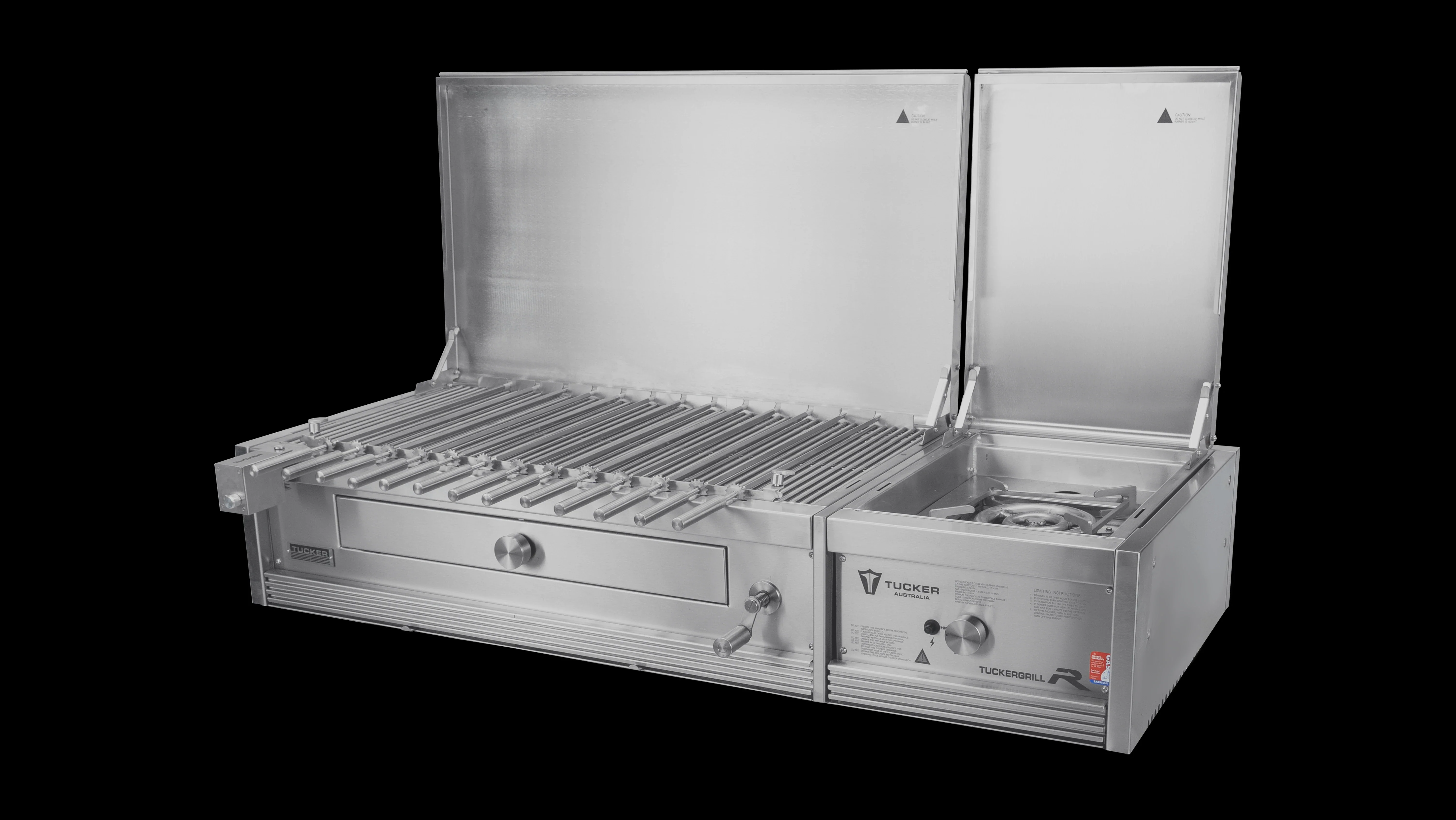 Tucker Charcoal Deluxe Pro XL Built-In BBQ Plus Wok Burner with Hinged Flat Lid - Image 37