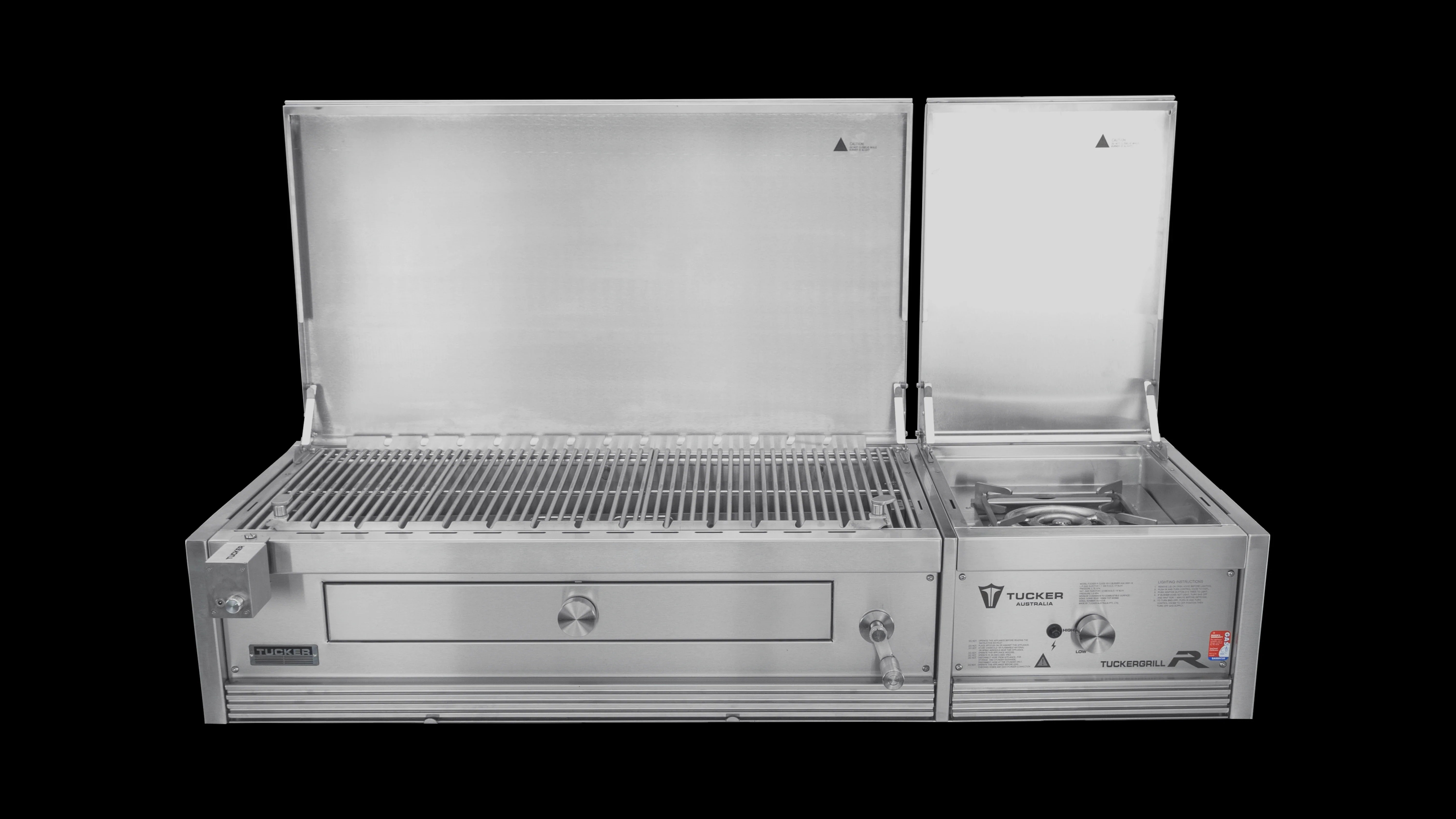 Tucker Charcoal Deluxe Pro XL Built-In BBQ Plus Wok Burner with Hinged Flat Lid - Image 40
