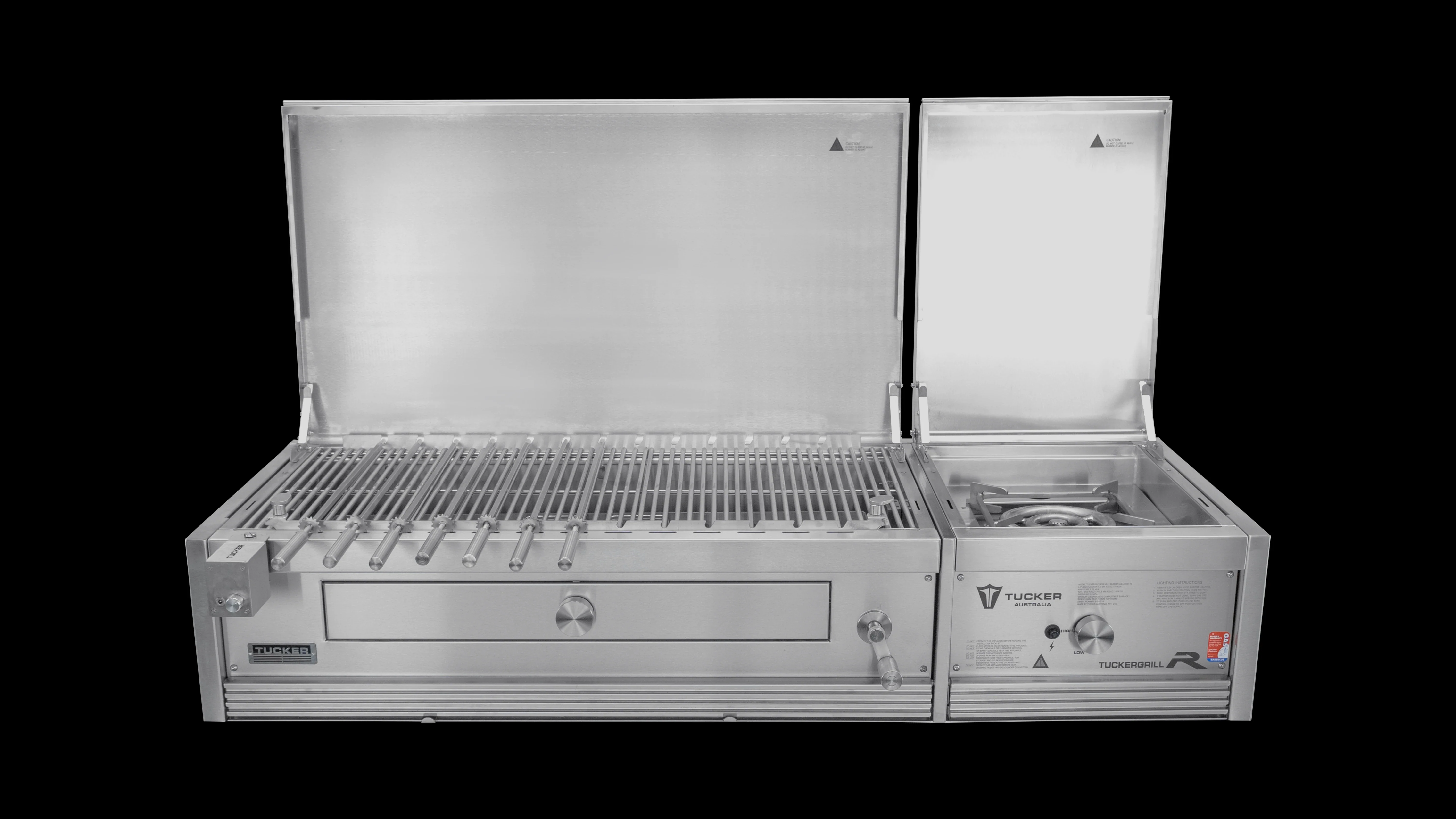 Tucker Charcoal Deluxe Pro XL Built-In BBQ Plus Wok Burner with Hinged Flat Lid - Image 41