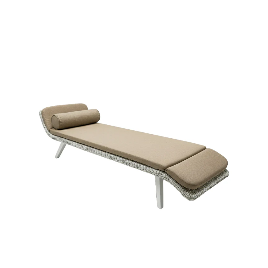 Tucker Tiki Oyster Wicker Sunlounge with Mocha Cushion