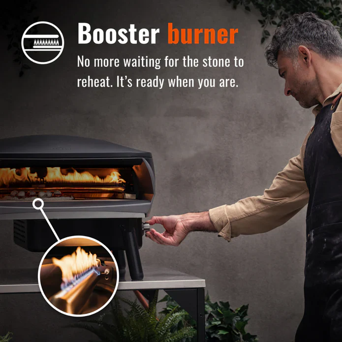WITT Etna Rotante 16 Inch Gas Double Burner Pizza Oven with Rotating Stone - Black - Image 5
