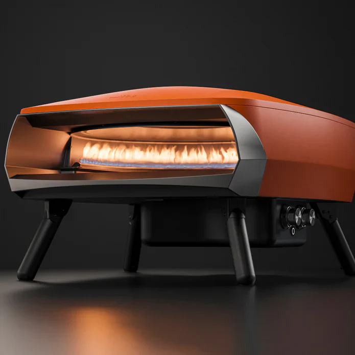WITT Etna Rotante 16 Inch Gas Double Burner Pizza Oven with Rotating Stone - Orange - Image 4