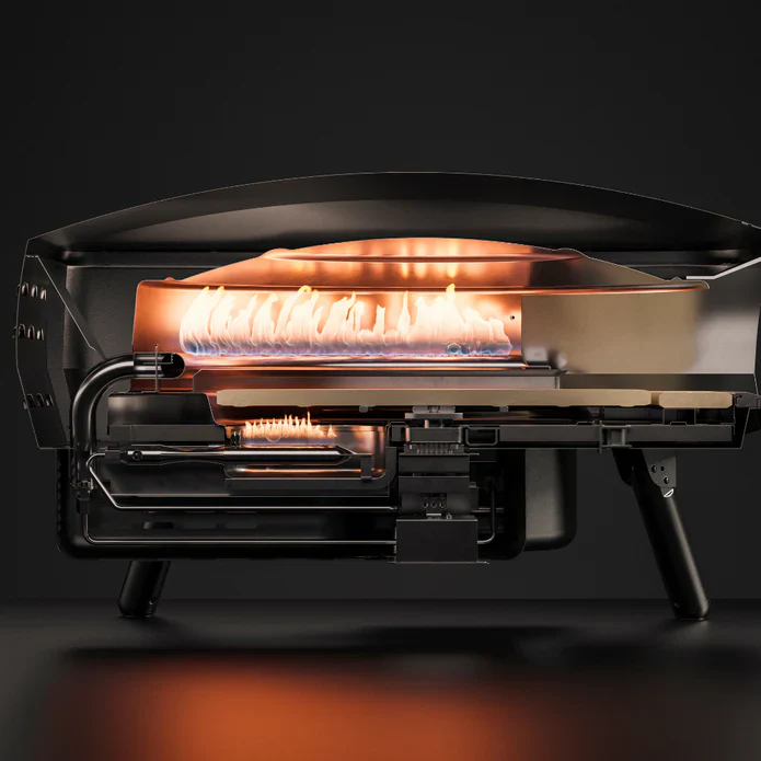 WITT Etna Rotante 16 Inch Gas Double Burner Pizza Oven with Rotating Stone - Orange - Image 6