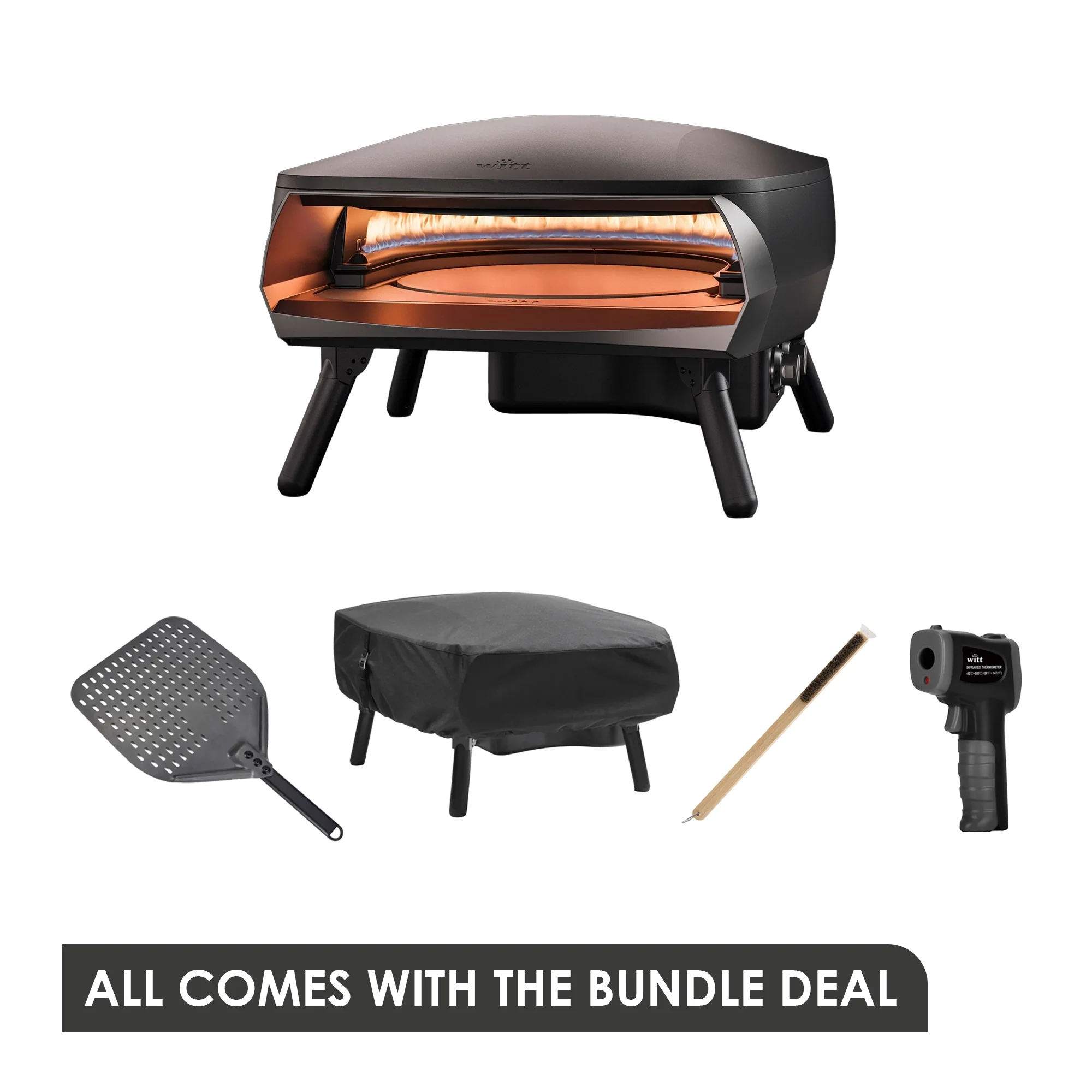 WITT Etna Rotante Black 16 Inch Gas Pizza Oven Essentials Bundle - Image 2