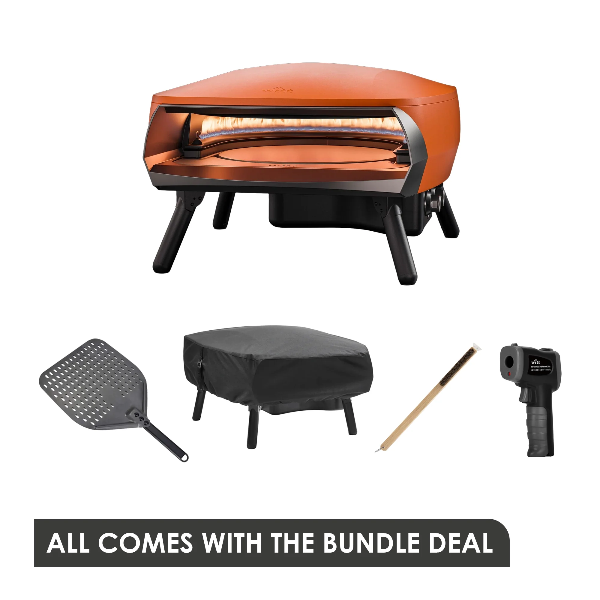WITT Etna Rotante Orange 16 Inch Gas Pizza Oven Essentials Bundle - Image 2